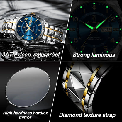 Stainless Steel Men's Luxury Watches Male Clock Sports