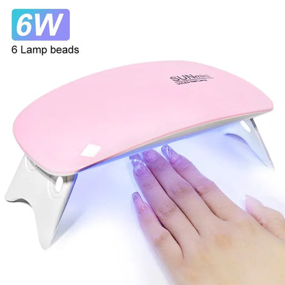 6W Mini Nail Dryer Machine Portable 6 LED UV Manicure Lamp