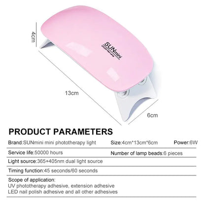 6W Mini Nail Dryer Machine Portable 6 LED UV Manicure Lamp