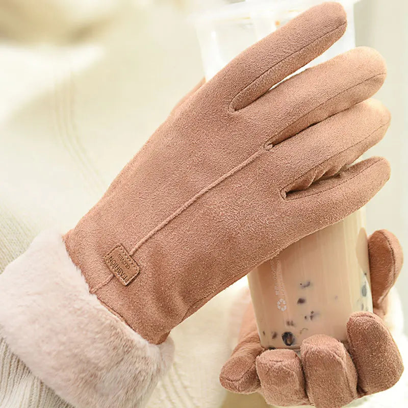 New Fashion Gloves Autumn Winter Cute Furry Warm Mitts Full Finger Women