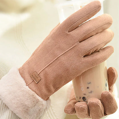 New Fashion Gloves Autumn Winter Cute Furry Warm Mitts Full Finger Women