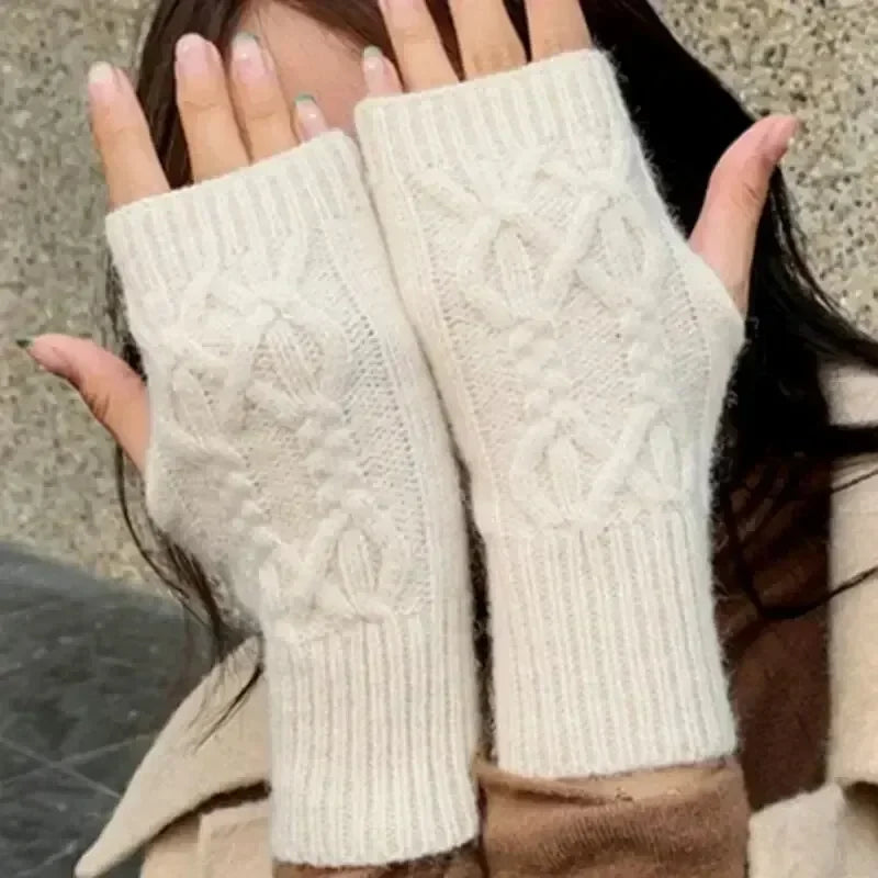 Half Finger Gloves for Women Winter