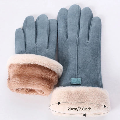 New Fashion Gloves Autumn Winter Cute Furry Warm Mitts Full Finger Women