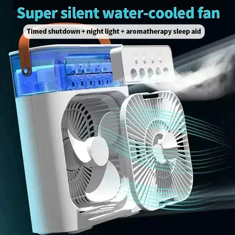 Portable 3 In 1 Fan Air Conditioner Small Air Cooler LED Night Lights